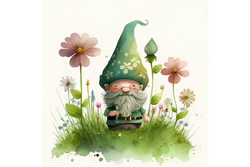 watercolor-flower-field-gnome