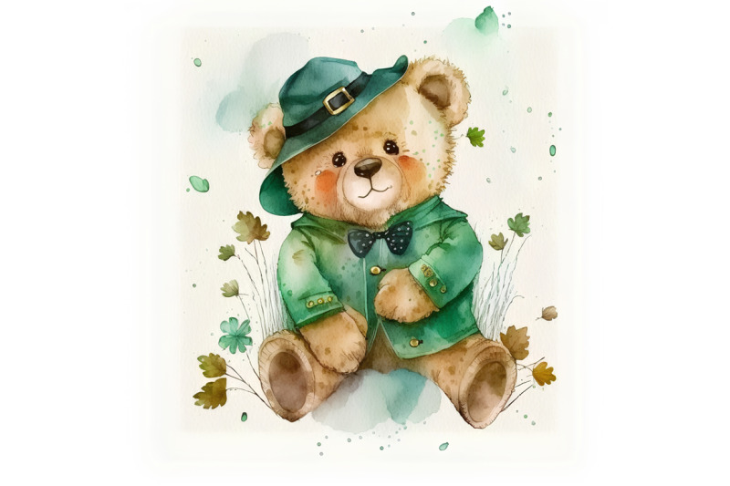 watercolor-st-patricks-teddy-bear