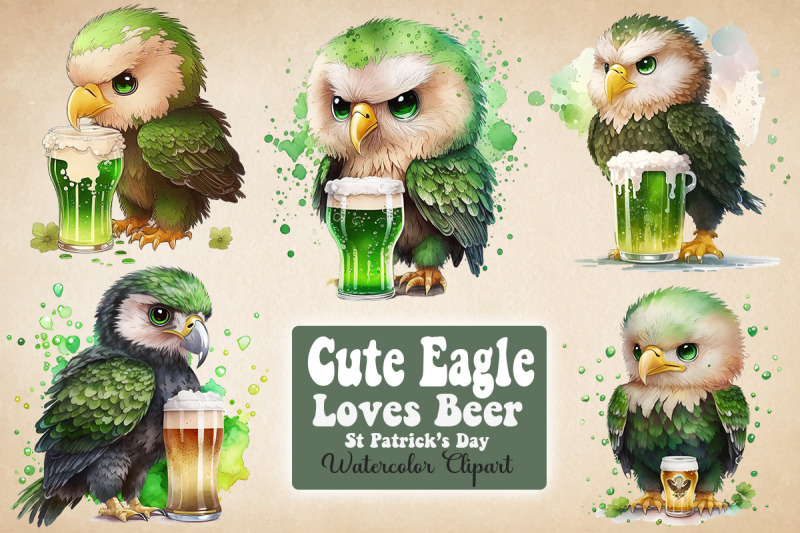 cute-eagle-loves-beer-st-patrick-039-s-day-clipart-bundle