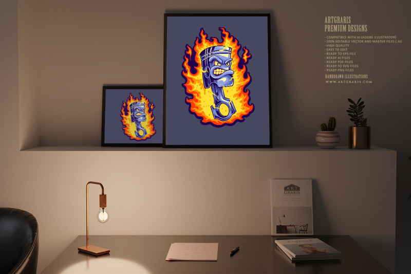 flame-piston-hot-rod-logo-cartoon-illustration