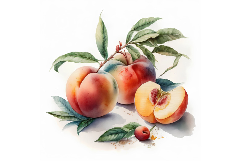 Watercolor Peaches By artsy-fartsy | TheHungryJPEG