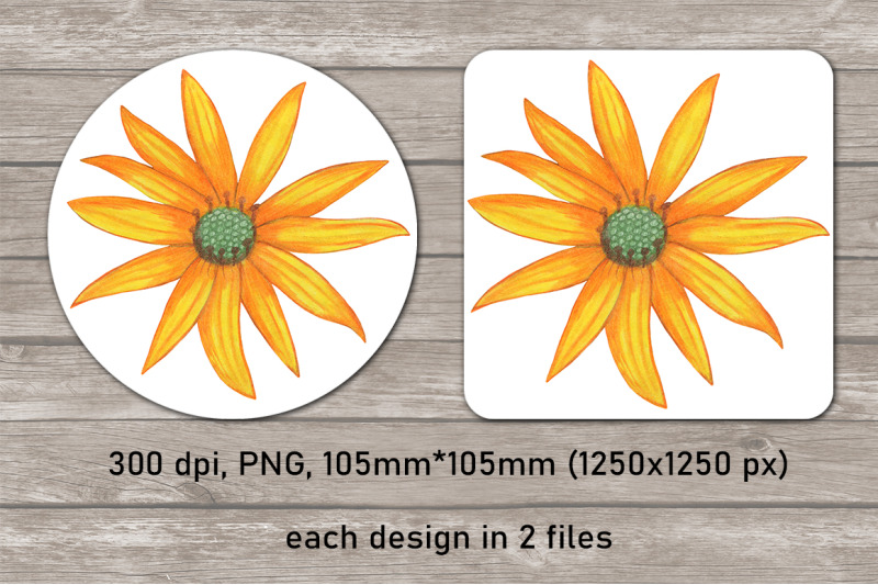 yellow-flowers-coaster-sublimation-design-bundle