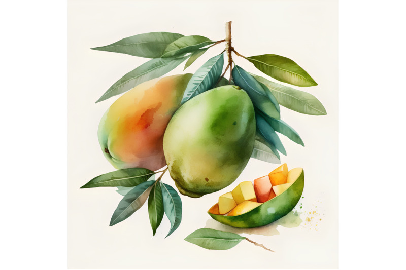 watercolor-green-mango