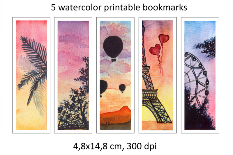 watercolor-sunset-bookmarks