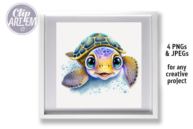 sweet-baby-turtles-wall-art-watercolor-bundle4-pngs-4-jpegs-wall-art