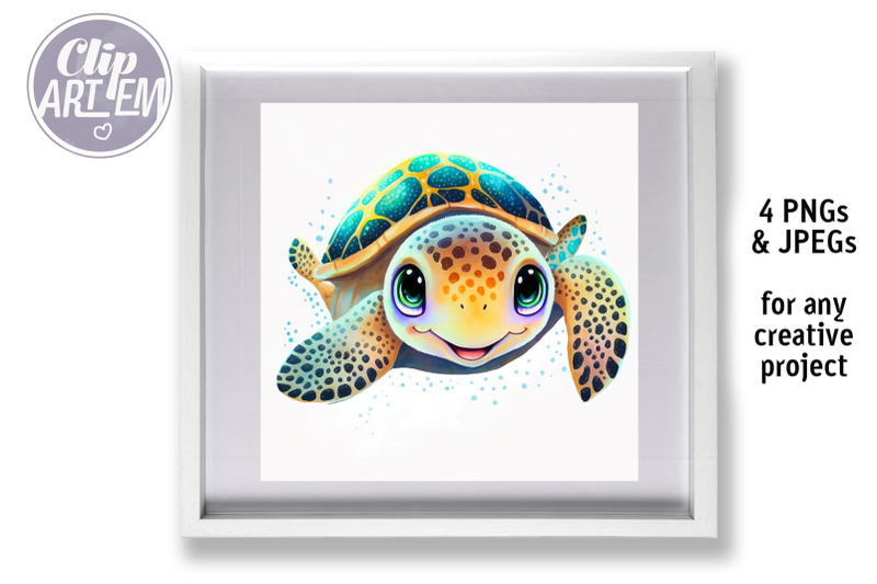 sweet-baby-turtles-wall-art-watercolor-bundle4-pngs-4-jpegs-wall-art