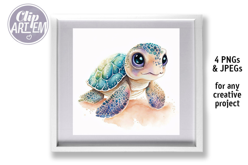 sweet-baby-turtles-wall-art-watercolor-bundle4-pngs-4-jpegs-wall-art