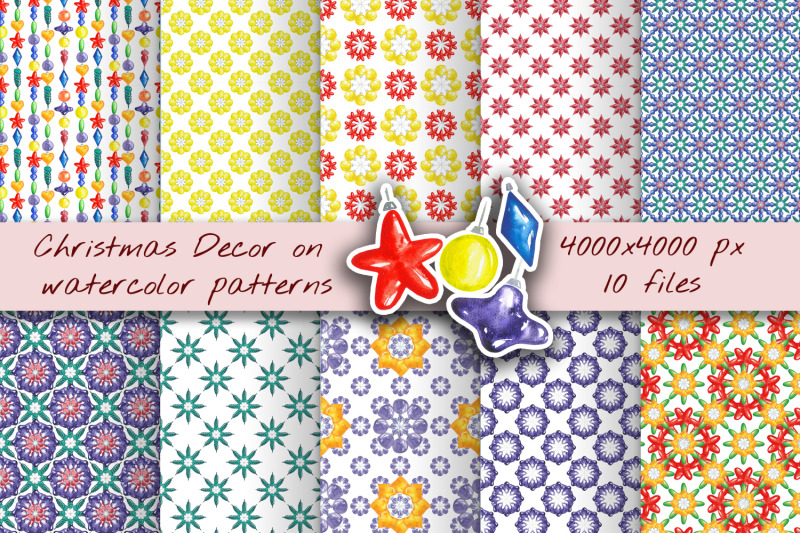 christmas-decor-on-watercolor-patterns