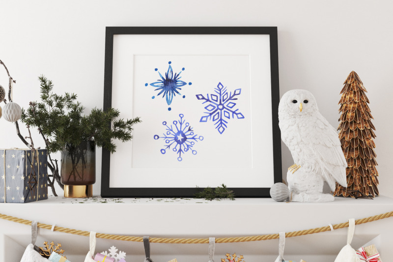 snowflakes-watercolor-cliparts-set
