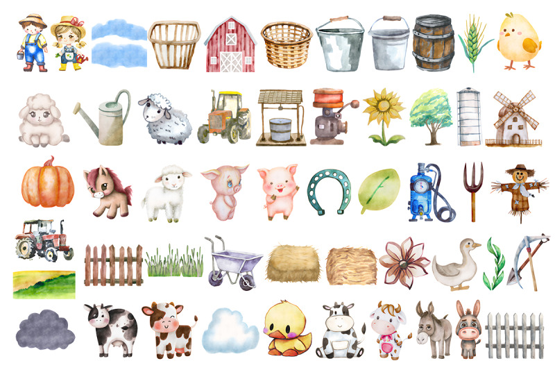 cute-farm-watercolor-clipart-set-png