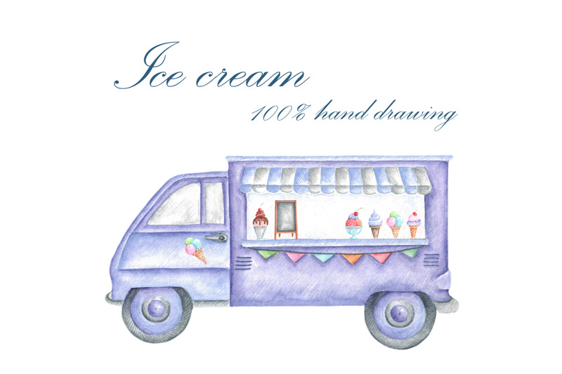 ice-cream-watercolor-clipart-ice-cream-van-tray-shop-dessert