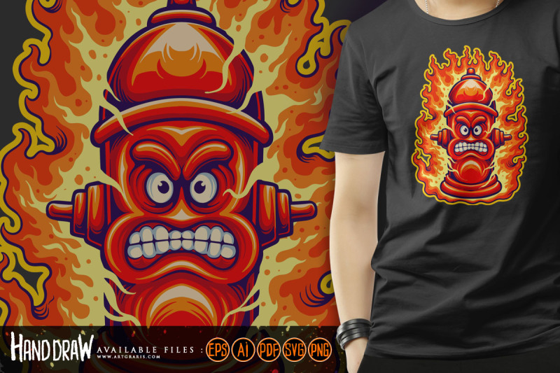 classic-creepy-flaming-fire-hydrant-logo-cartoon-illustrations