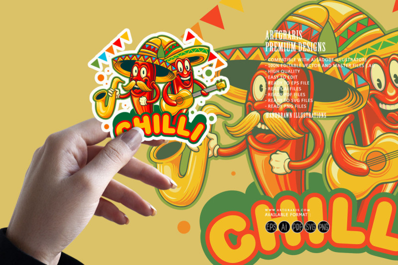 cute-chilli-peppers-cinco-de-mayo-playing-music-illustrations