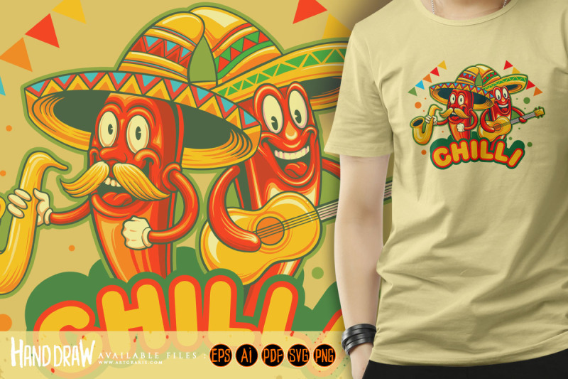 cute-chilli-peppers-cinco-de-mayo-playing-music-illustrations