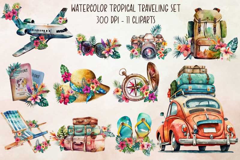 watercolor-tropical-traveling-set