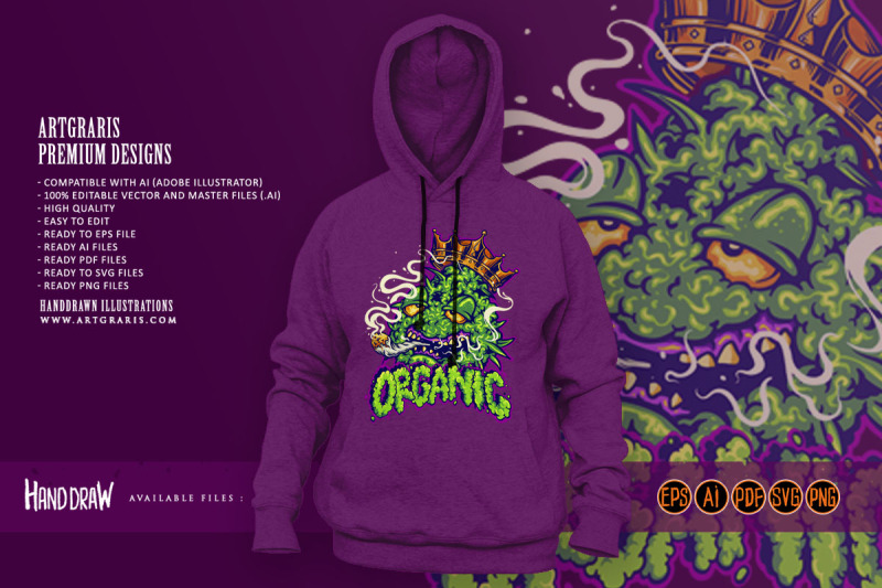 organic-lettering-word-cannabis-leaf-plant-logo-cartoon-illustrations