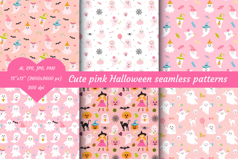 cute-pink-halloween-seamless-patterns