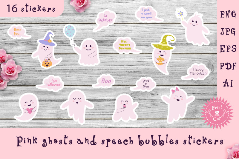pink-ghosts-and-speech-bubbles-stickers