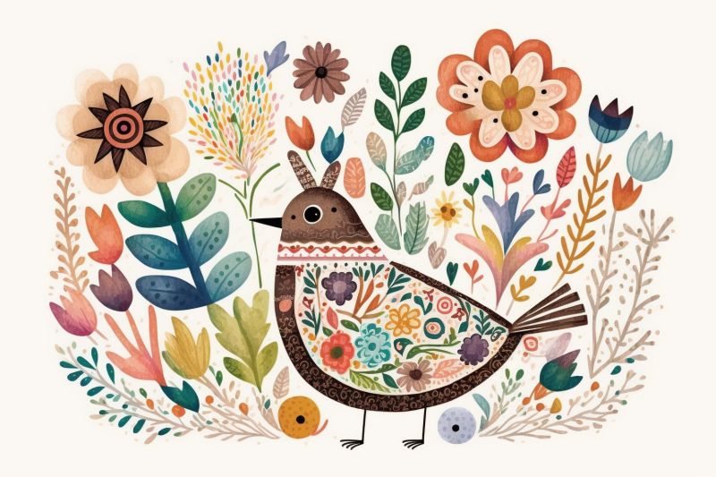 colorful-bird-spring-folk-art