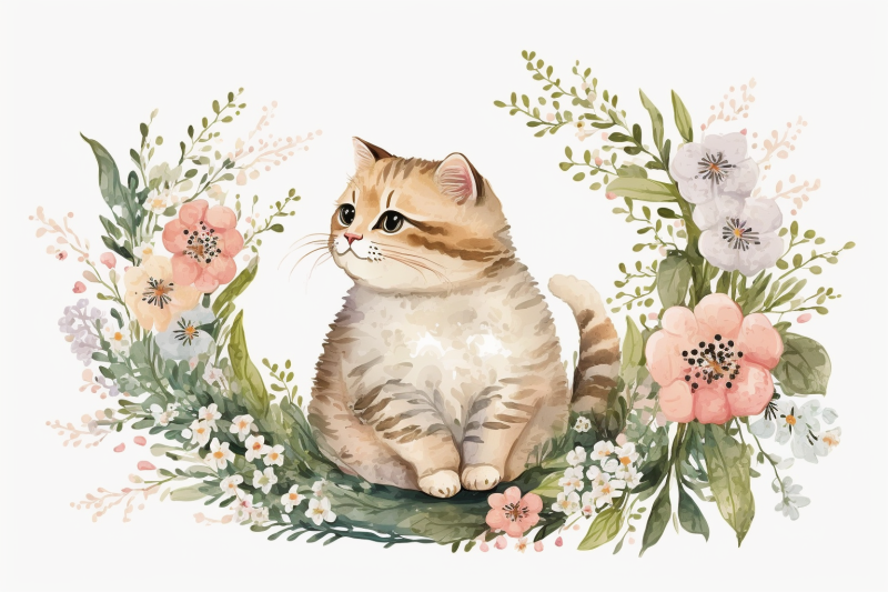watercolor-spring-kitten