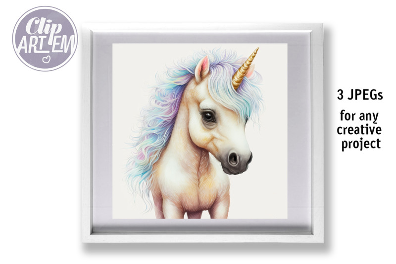 baby-unicorn-wall-art-rainbow-images-3-jpegs-watercolor-illustration