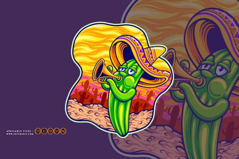 cinco-de-mayo-sombrero-mexican-cactus-playing-trumpet-cartoon-illustra