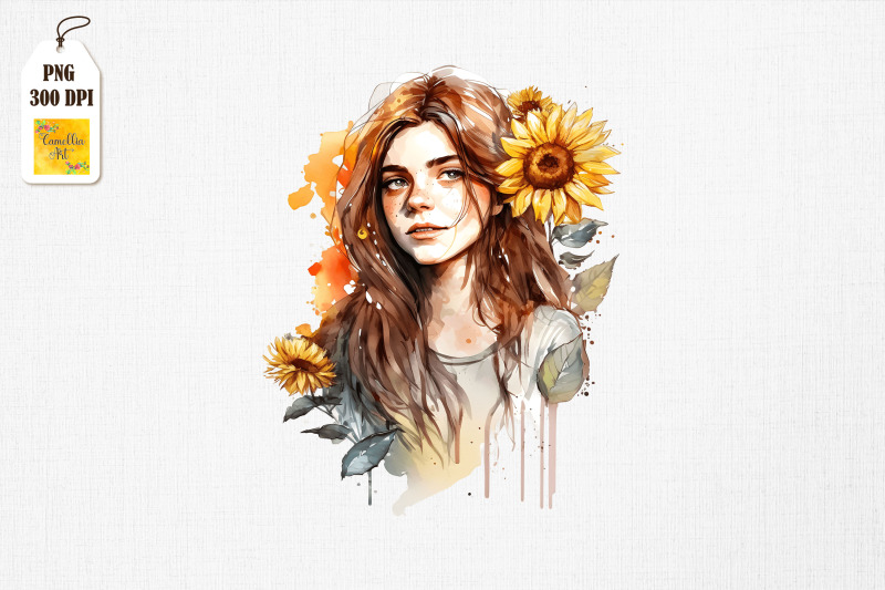 pretty-girl-amp-sunflowers-watercolor-4