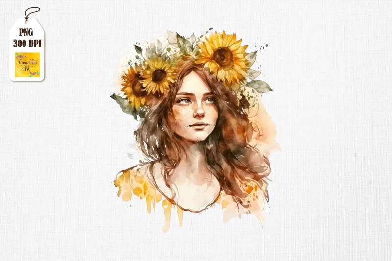 pretty-girl-amp-sunflowers-watercolor-5