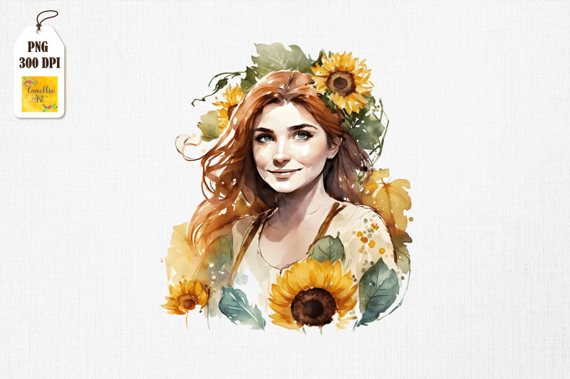 pretty-girl-amp-sunflowers-watercolor-7