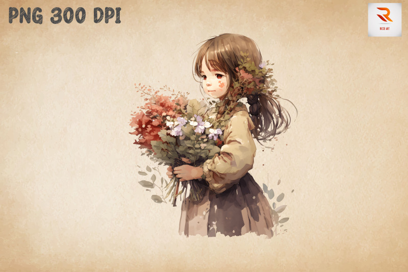 cute-girl-with-bouquet-watercolor-3