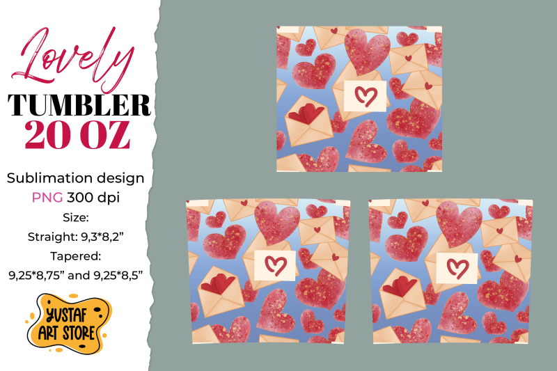 lovely-tumbler-20-oz-sublimation-design-hearts-and-envelope