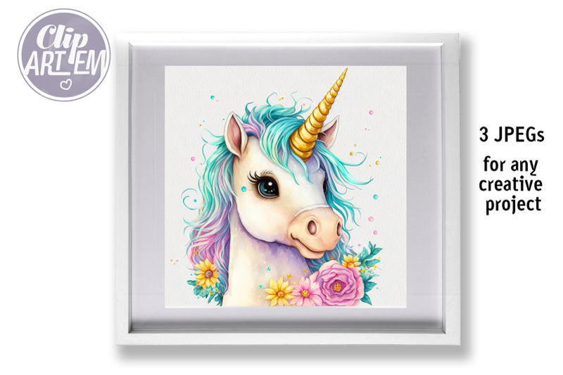 sweet-girl-unicorn-floral-wall-art-baby-images-watercolor-print-3jpegs