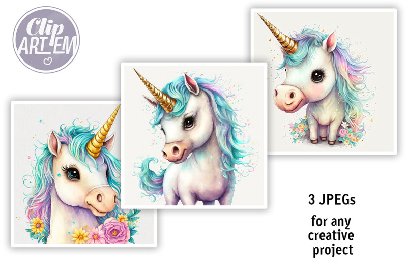 sweet-girl-unicorn-floral-wall-art-baby-images-watercolor-print-3jpegs