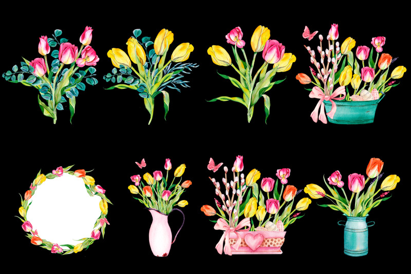 watercolor-tulip-flower-clipart-bouquets-wreath