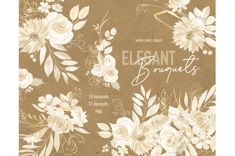 watercolor-bohemian-beige-floral-clipart-dusty-roses-bouquets