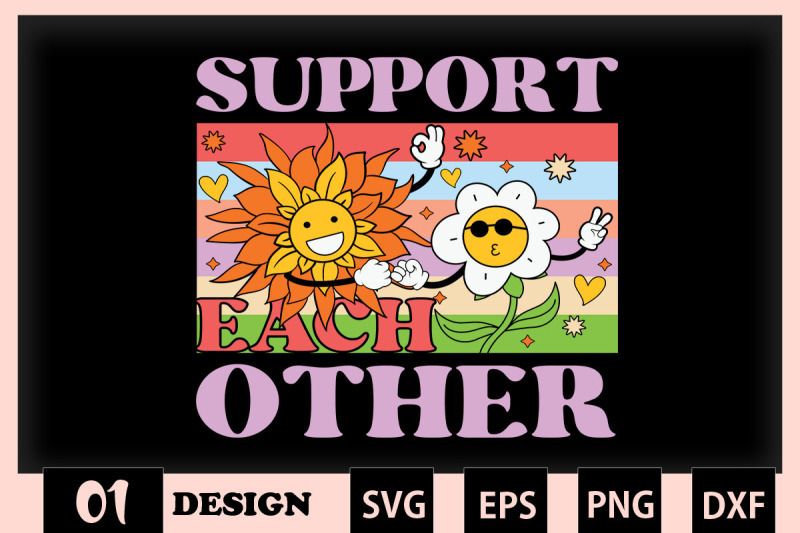 support-each-other-retro-easter-flowers