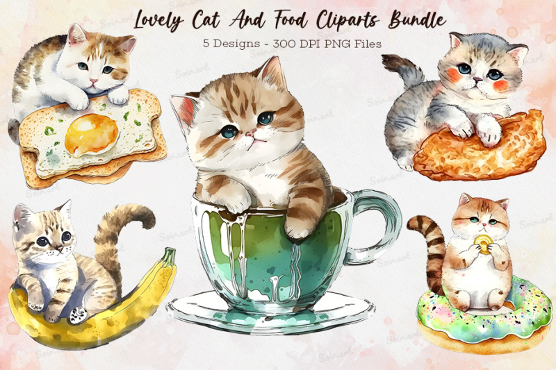 lovely-cat-and-food-cliparts-bundle