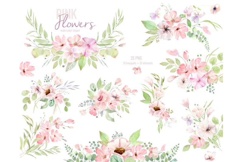 watercolor-pink-floral-bouquets-clipart-watercolor-spring-arrangement