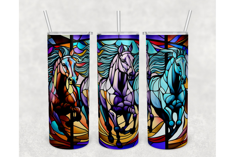 stained-glass-horses-tumbler-wrap-horse-tumbler-sublimation-design