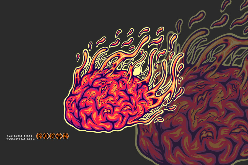 melted-monster-zombie-brain-logo-cartoon-illustrations