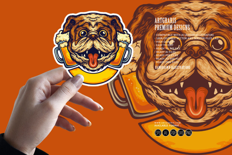 bulldog-root-beer-glass-logo-cartoon-illustrations