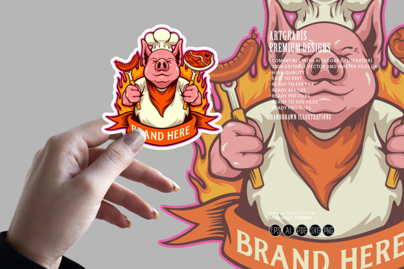 funny-chef-pig-delicious-meat-bbq-logo-cartoon-illustrations