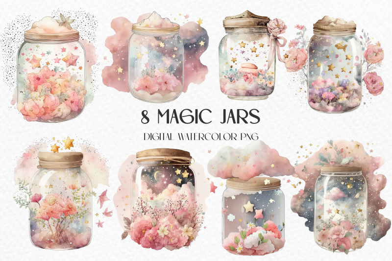 watercolor-magic-pink-wish-jar-dream-jar-jar-with-clouds-and-stars