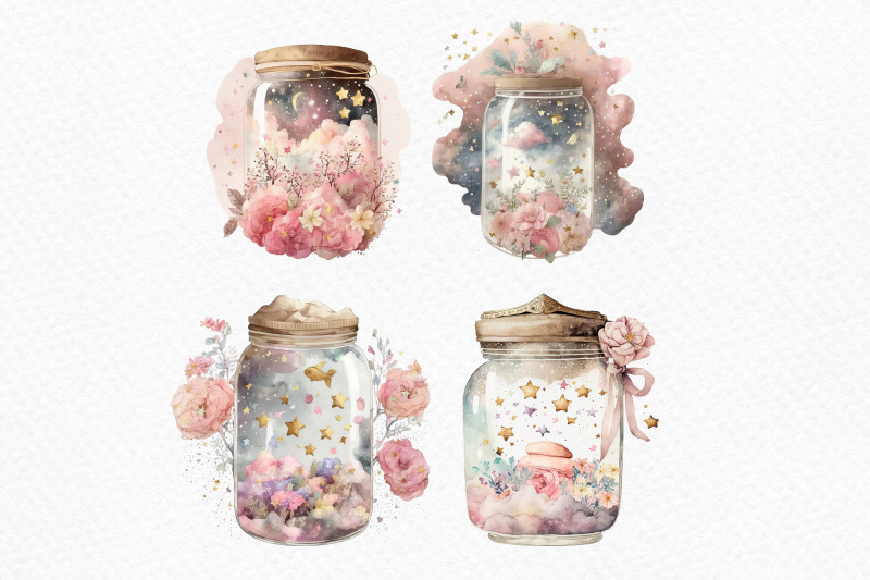 watercolor-magic-pink-wish-jar-dream-jar-jar-with-clouds-and-stars