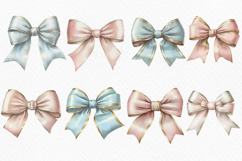 watercolor-bows-pink-and-blue-holiday-bows-illustration