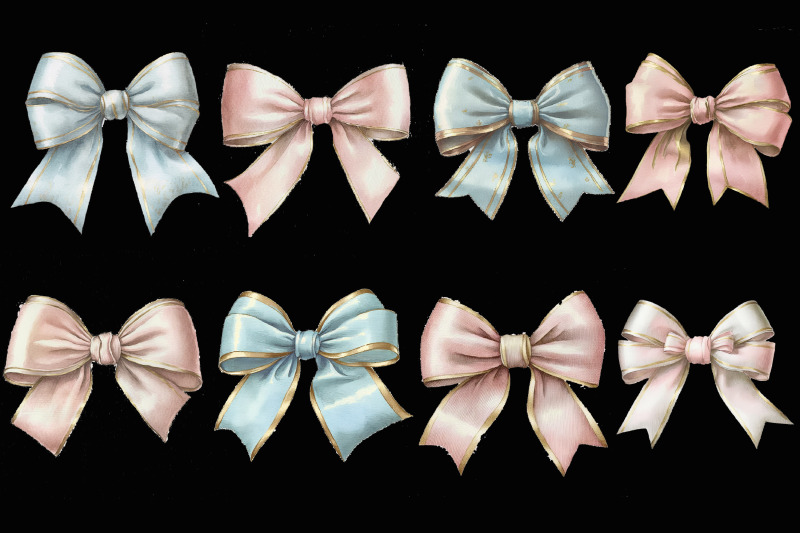 watercolor-bows-pink-and-blue-holiday-bows-illustration