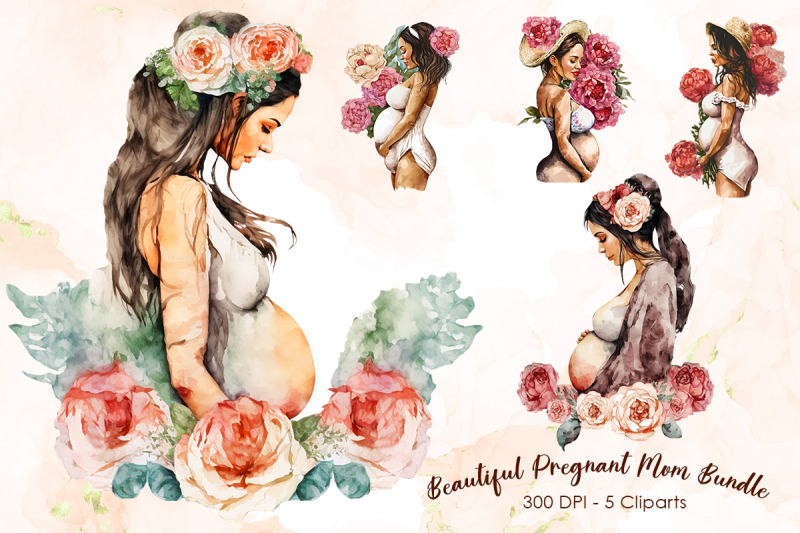 beautiful-pregnant-mom-cliparts-bundle