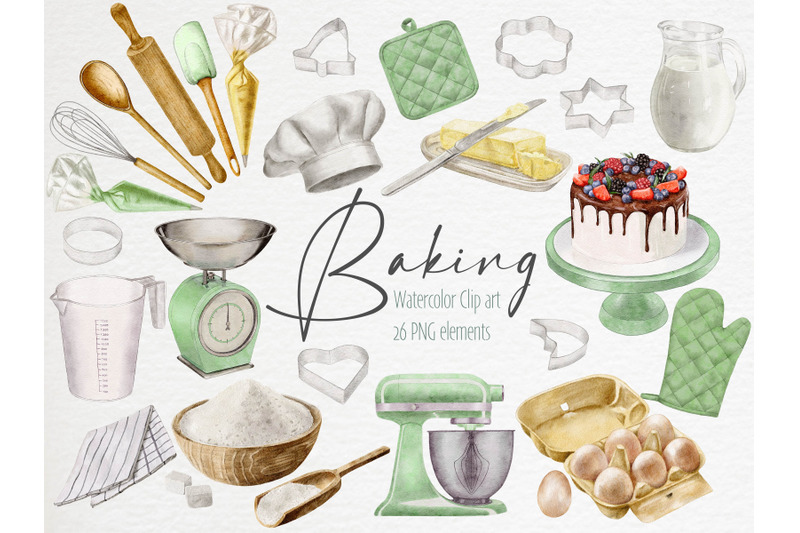 watercolor-baking-clipart-cooking-elements-ingredients-hand-drawn-png