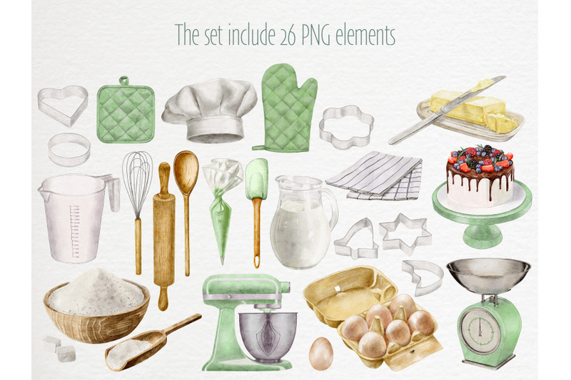 watercolor-baking-clipart-cooking-elements-ingredients-hand-drawn-png