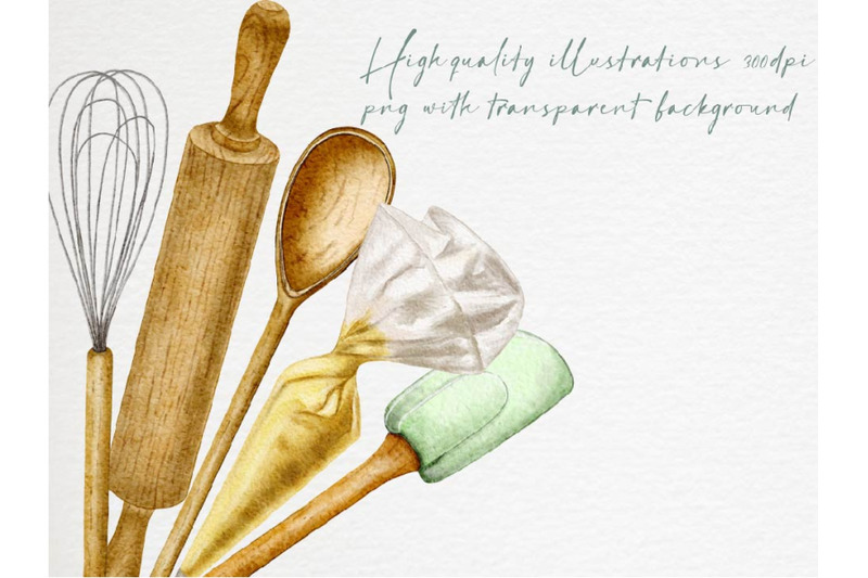 watercolor-baking-clipart-cooking-elements-ingredients-hand-drawn-png